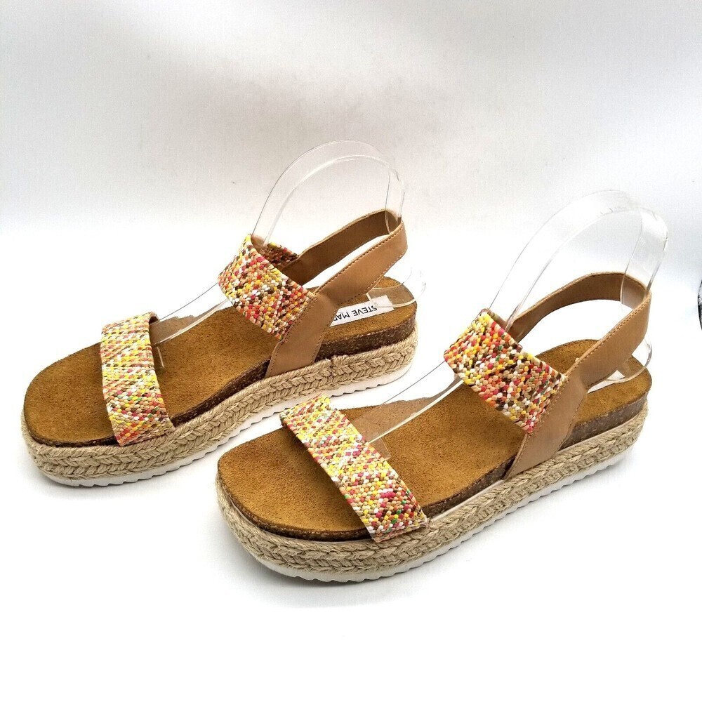 Steve Madden Multicolor Beaded Espadrille Sandals with Tan Straps